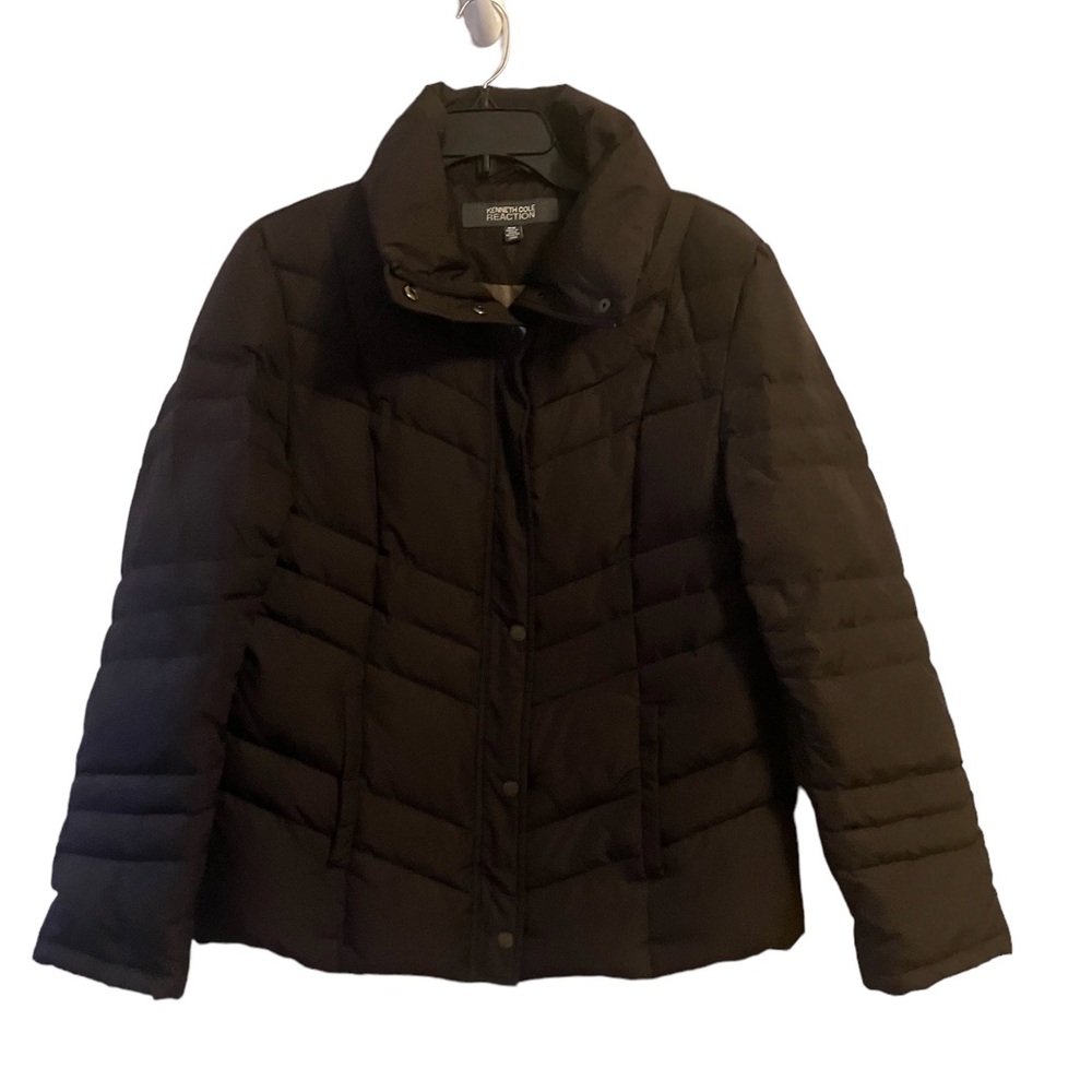 Kenneth Cole Reaction Brown Puffer Winter Jacket Size M Pre-Owned EUC